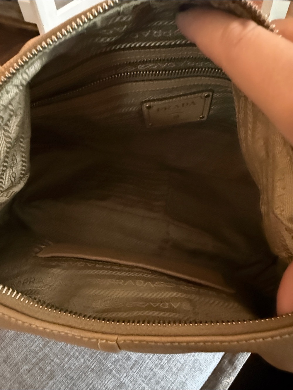 Prada Taupe Leather Shoulder Hobo with Gold Hardware - Picture 5 of 10